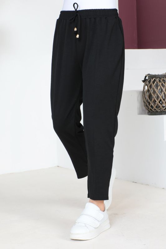 Beli Lastikli Kalem Pantolon TSD230702 Siyah - 3