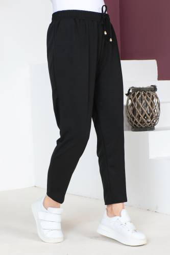 Beli Lastikli Kalem Pantolon TSD230702 Siyah - 4