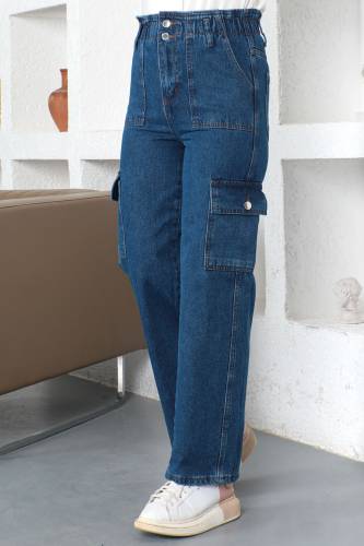 Beli Lastikli Kot Pantolon TSD230365 Koyu Mavi 