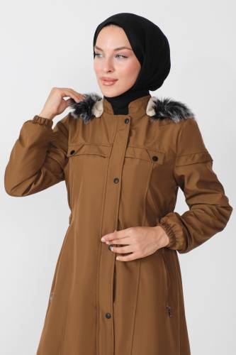 Beli Lastikli Mont TSD230818 Taba - Tesettür Dünyası (1)