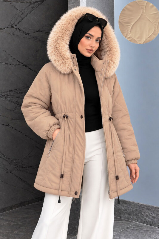 Beli Tünelli Kısa Nova Mont TSD260361 Vizon - 2