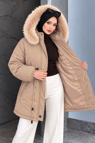 Beli Tünelli Kısa Nova Mont TSD260361 Vizon - 4