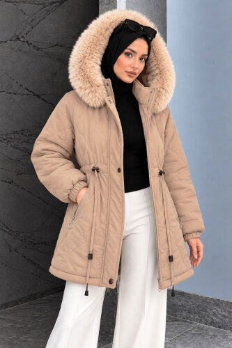 Beli Tünelli Kısa Nova Mont TSD260361 Vizon - 5