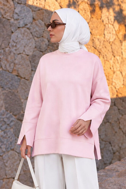 Bileği Ve Eteği Yırtmaçlı Oysho Tunik TSD260330 Pembe - 3