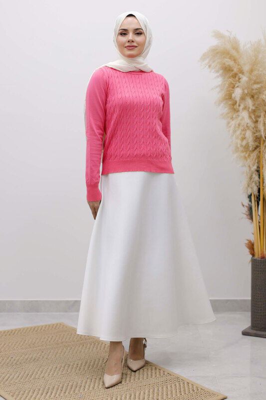 Bisiklet Yaka Bluz TSD250261 Pembe - TESETTÜR DÜNYASI (1)