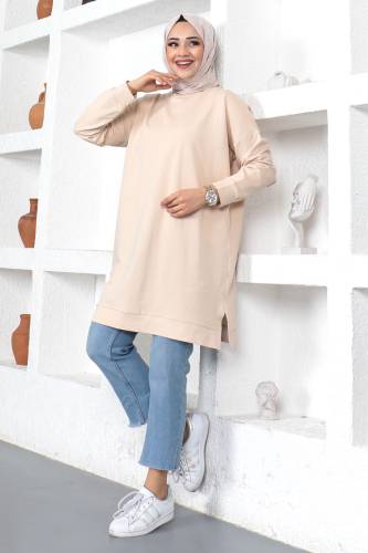 Bisiklet Yaka Sweatshirt TSD230376 Bej - 2