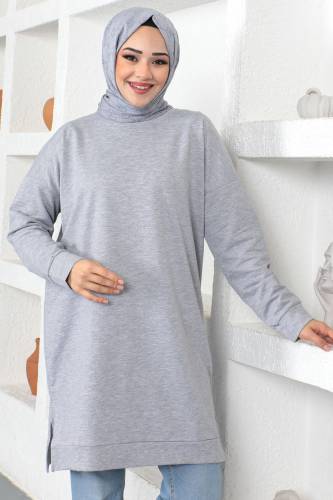 Bisiklet Yaka Sweatshirt TSD230376 Gri 