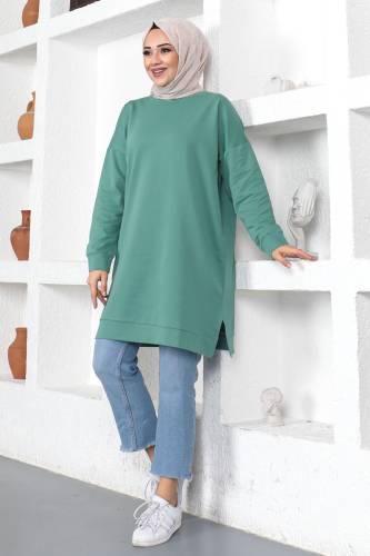 Bisiklet Yaka Sweatshirt TSD230376 Mint Yeşili - Tesettür Dünyası (1)