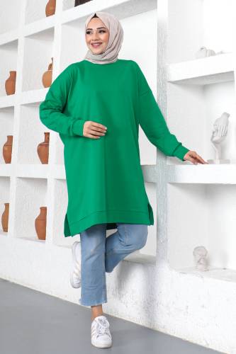 Bisiklet Yaka Sweatshirt TSD230376 Yeşil - Tesettür Dünyası (1)