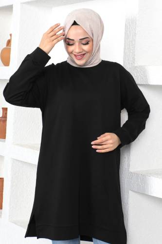 Bisiklet Yaka Sweatshirt TSD230376 Siyah - 3
