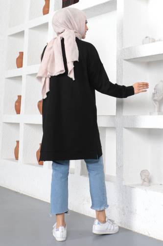 Bisiklet Yaka Sweatshirt TSD230376 Siyah - 5