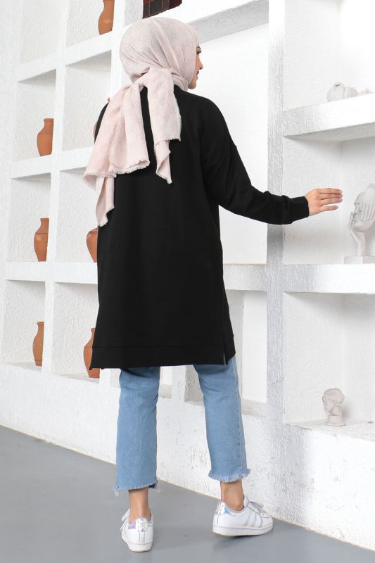 Bisiklet Yaka Sweatshirt TSD230376 Siyah - 5