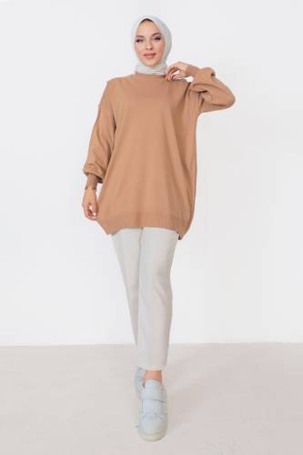 Bisiklet Yaka Triko Tunik TSD230216 Vizon 