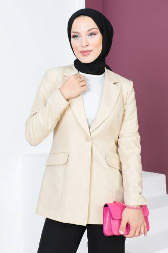 Blazer Ceket TSD230625 Bej - Tesettür Dünyası (1)