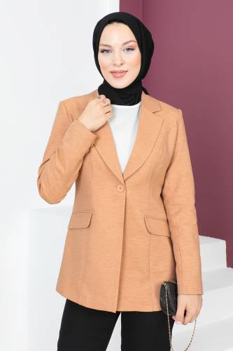 Blazer Ceket TSD230625 Taba - Tesettür Dünyası (1)