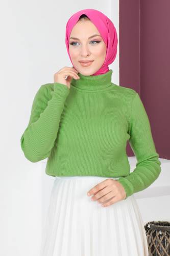 Boğazlı Triko Bluz TSD230723 Yeşil - 3