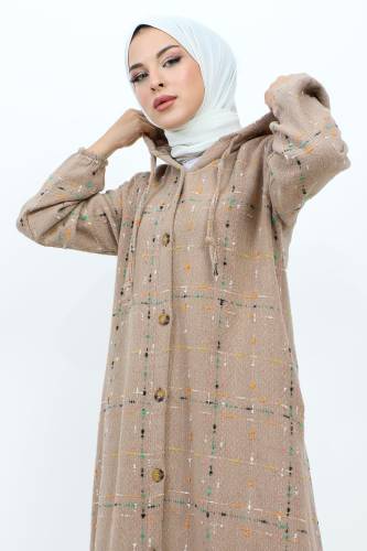 Boydan Düğmeli Cepli Şanel Tunik TSD231108 Camel - Tesettür Dünyası (1)