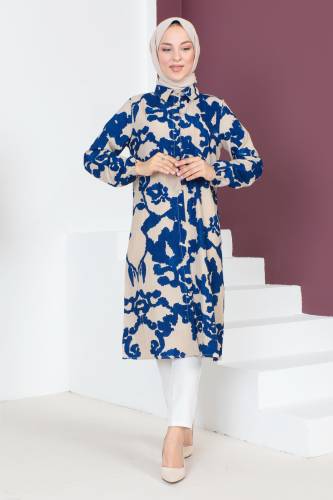 Boydan Düğmeli Tunik TSD230707 Lacivert 