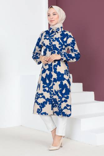 Boydan Düğmeli Tunik TSD230707 Lacivert - 4