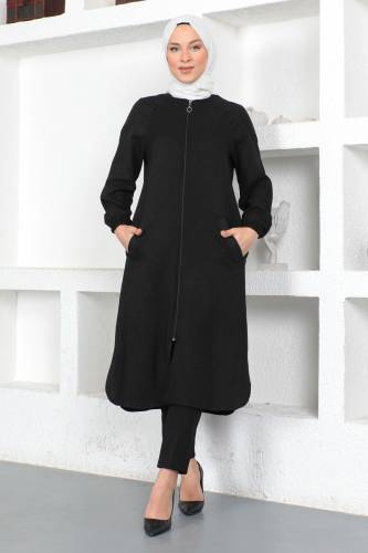 Boydan Fermuarlı Yazlık Kap TSD230374 Siyah 