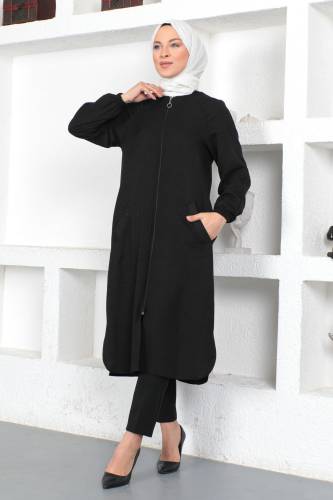 Boydan Fermuarlı Yazlık Kap TSD230374 Siyah - 3