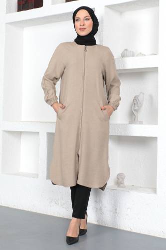 Boydan Fermuarlı Yazlık Kap TSD230374 Bej 