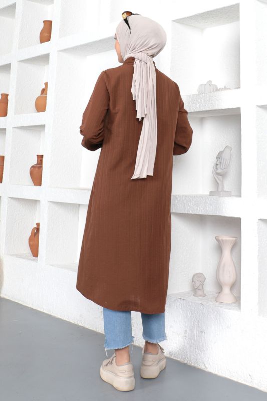 Büyük Beden Uzun Tunik TSD230362 Kahverengi - 5