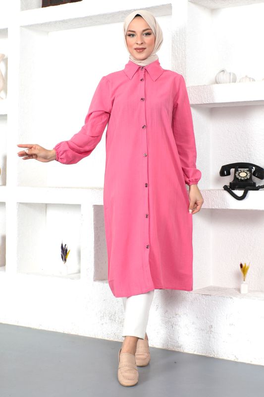 Büyük Beden Uzun Tunik TSD230362 Pembe - 1