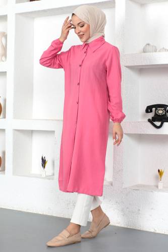 Büyük Beden Uzun Tunik TSD230362 Pembe - 2