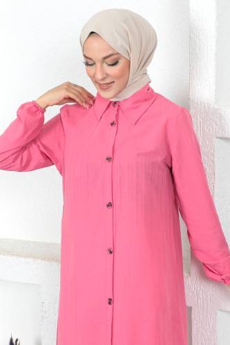 Büyük Beden Uzun Tunik TSD230362 Pembe - 3