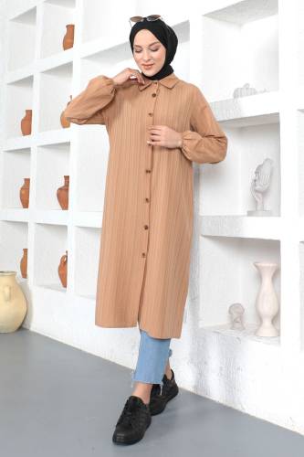 Büyük Beden Uzun Tunik TSD230362 Taba 