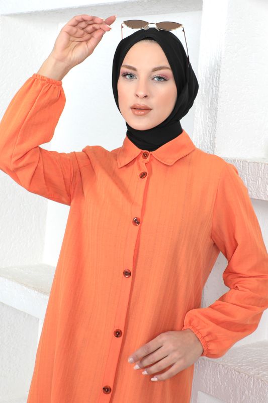 Büyük Beden Uzun Tunik TSD230362 Turuncu - 2