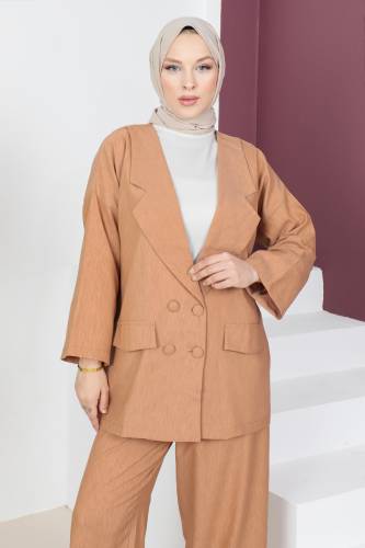Ceketli Takım TSD230537 Taba - Tesettür Dünyası (1)