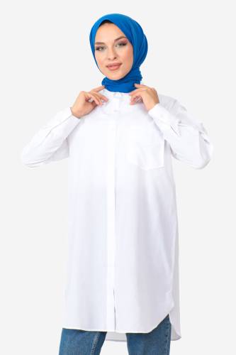 Cepli Tunik TSD230903 Beyaz - Tesettür Dünyası (1)