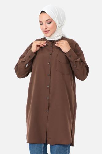 Cepli Tunik TSD230903 Kahverengi - Tesettür Dünyası (1)