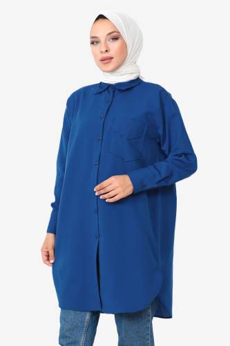 Cepli Tunik TSD230903 Saks Mavisi - Tesettür Dünyası (1)