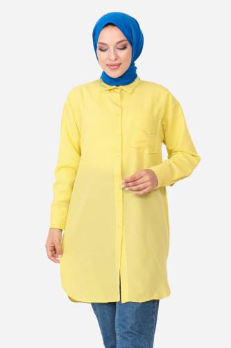 Cepli Tunik TSD230903 Sarı - Tesettür Dünyası (1)
