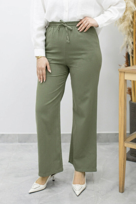 Cepli Yüksek Bel Pantolon TSD260157 Haki - 1