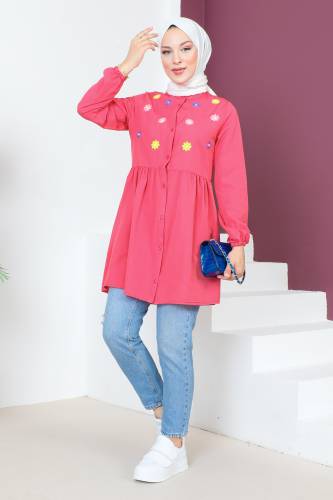 Çiçek Nakışlı Tunik TSD230618 Pembe 