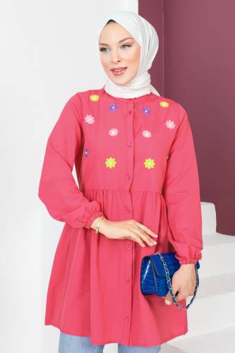 Çiçek Nakışlı Tunik TSD230618 Pembe - Tesettür Dünyası (1)