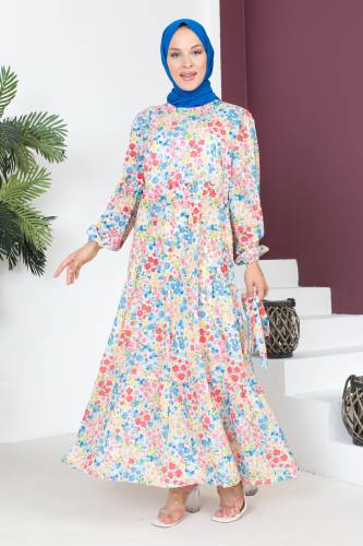 Çiçekli Elbise TSD230726 Beyaz - 3