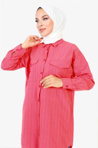 Çift Cepli Tunik TSD230920 Pembe - Tesettür Dünyası (1)