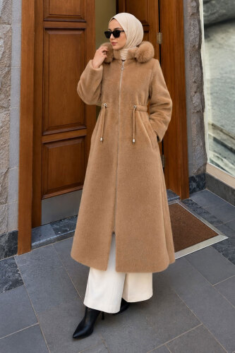 Çıkarılabilir Kapüşonlu Fox Kaban TSD260328 Camel - 5
