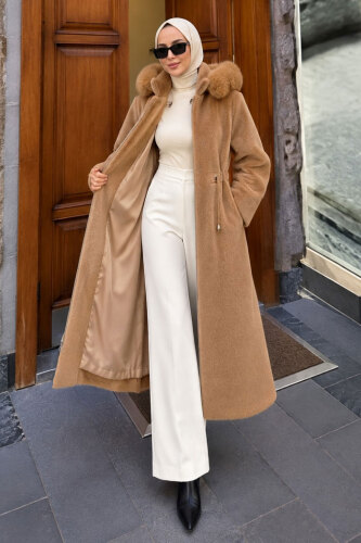 Çıkarılabilir Kapüşonlu Fox Kaban TSD260328 Camel - 4