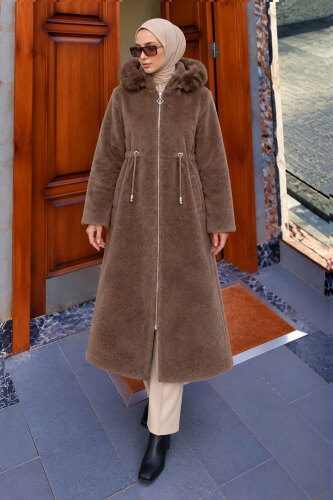Çıkarılabilir Kapüşonlu Fox Kaban TSD260328 Kahverengi - 5