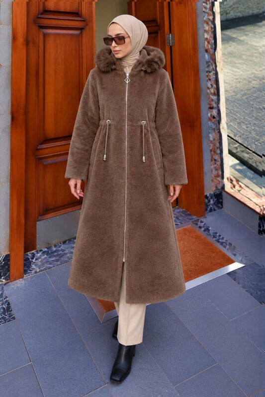 Çıkarılabilir Kapüşonlu Fox Kaban TSD260328 Kahverengi - 5
