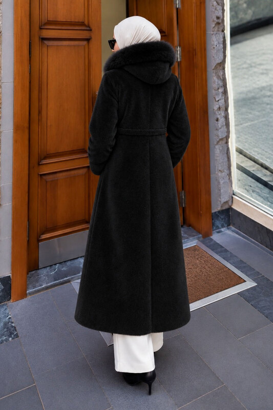 Çıkarılabilir Kapüşonlu Fox Kaban TSD260328 Siyah - 6