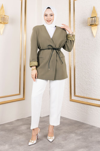 Deri Kemerli Blazer Ceket TSD250141 Haki 