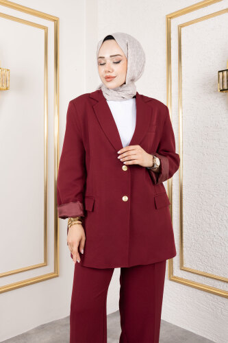 Dore Blazer Takım TSD250198 Bordo - Tesettür Dünyası (1)