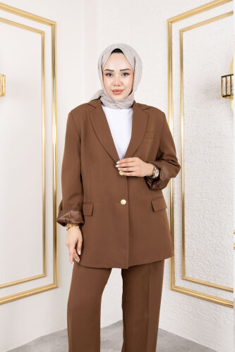 Dore Blazer Takım TSD250198 Kahverengi - Tesettür Dünyası (1)
